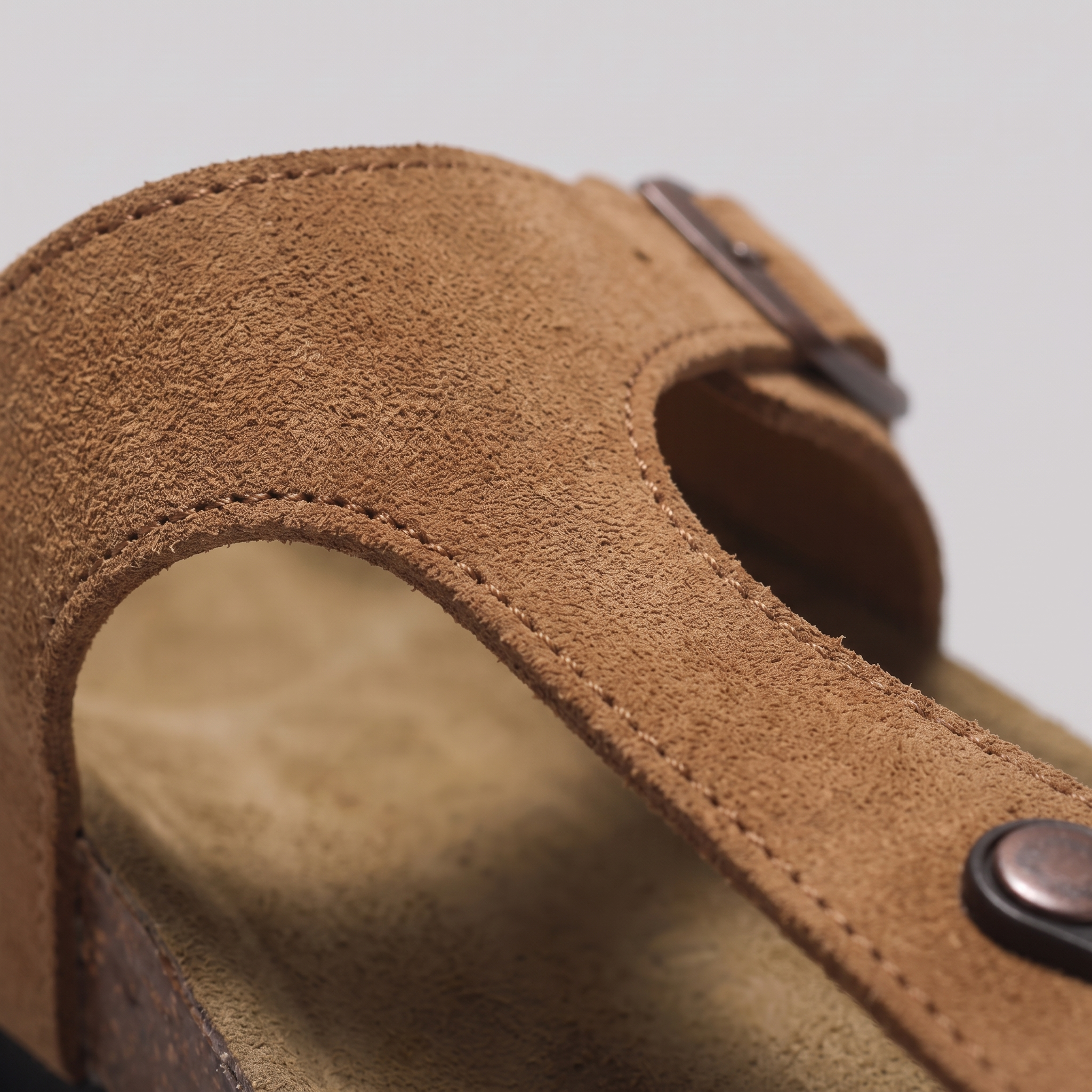 Men's Suede Sandals, Cork Footbed Toe-Post Sandals – Buckle Strap