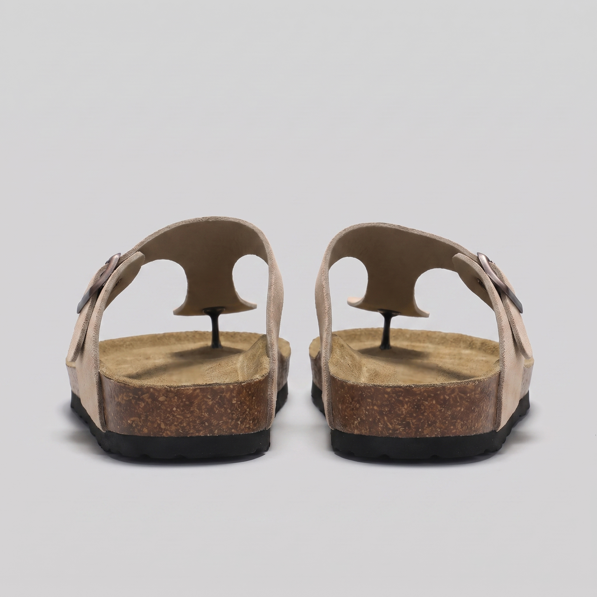 Men's Suede Sandals, Cork Footbed Toe-Post Sandals – Buckle Strap