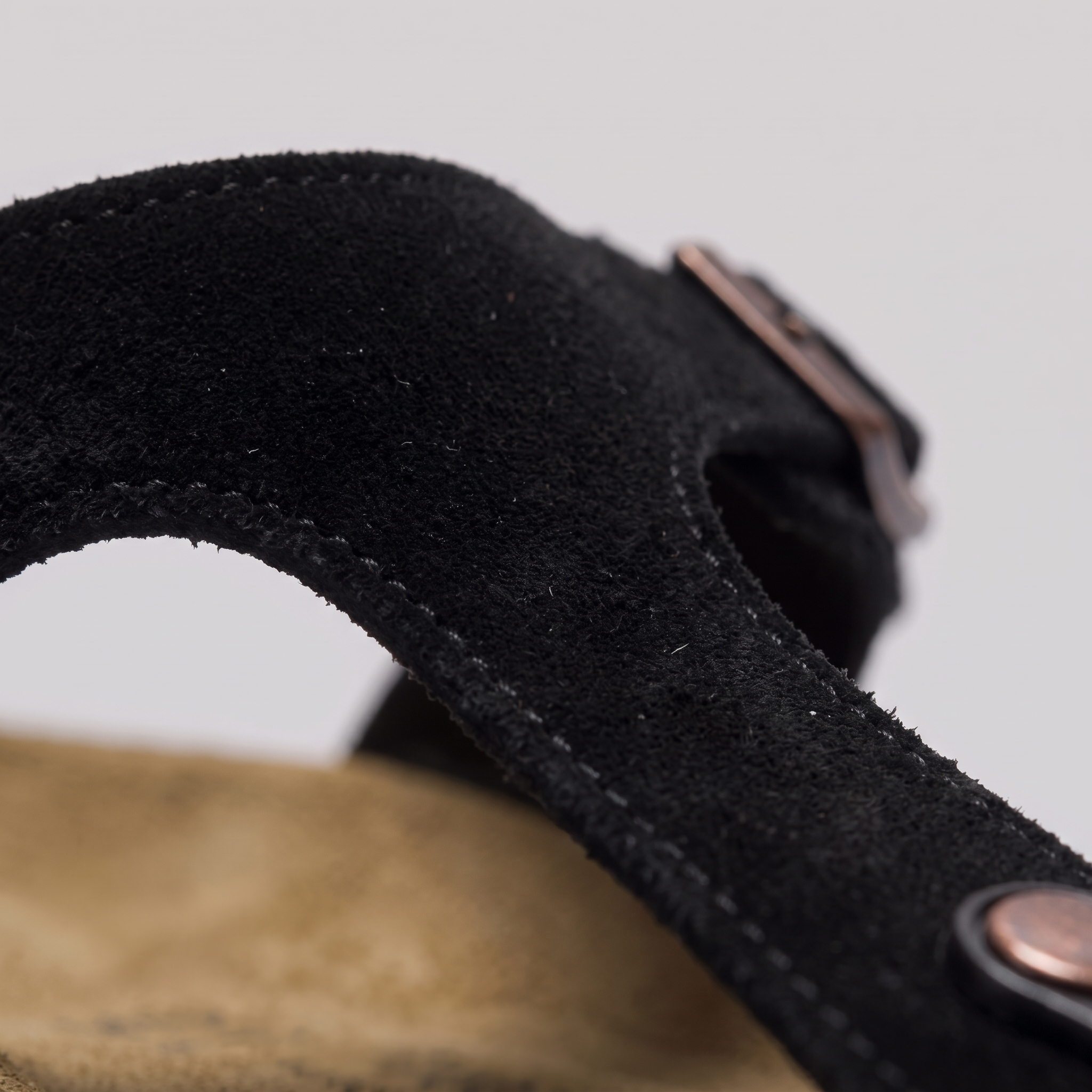 Men's Suede Sandals, Cork Footbed Toe-Post Sandals – Buckle Strap