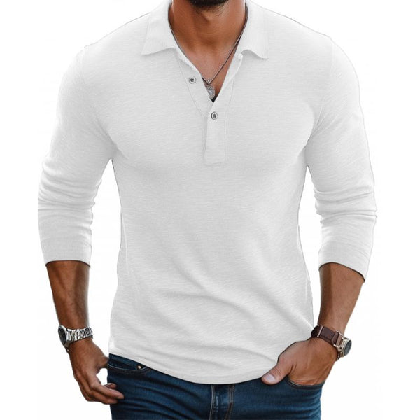 Men's Long Sleeve Polo Shirt, Slim Fit Casual Polo – Button Placket