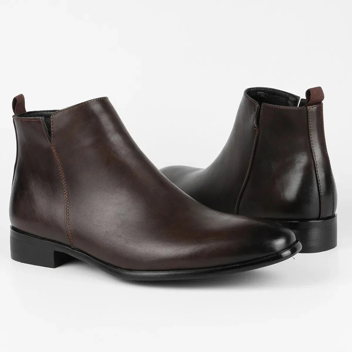 Men's Black Leather Chelsea Boots with Side Zip