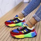 Women's Orthopedic Colorful Sneakers - Lace Up Outdoor Running Shoes