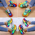 Women's Orthopedic Colorful Sneakers - Lace Up Outdoor Running Shoes