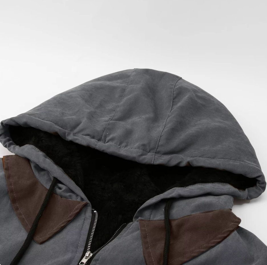 Men's Hooded Zip-Up Jacket, Fleece Lined Sherpa Jacket – Drawstring Hood
