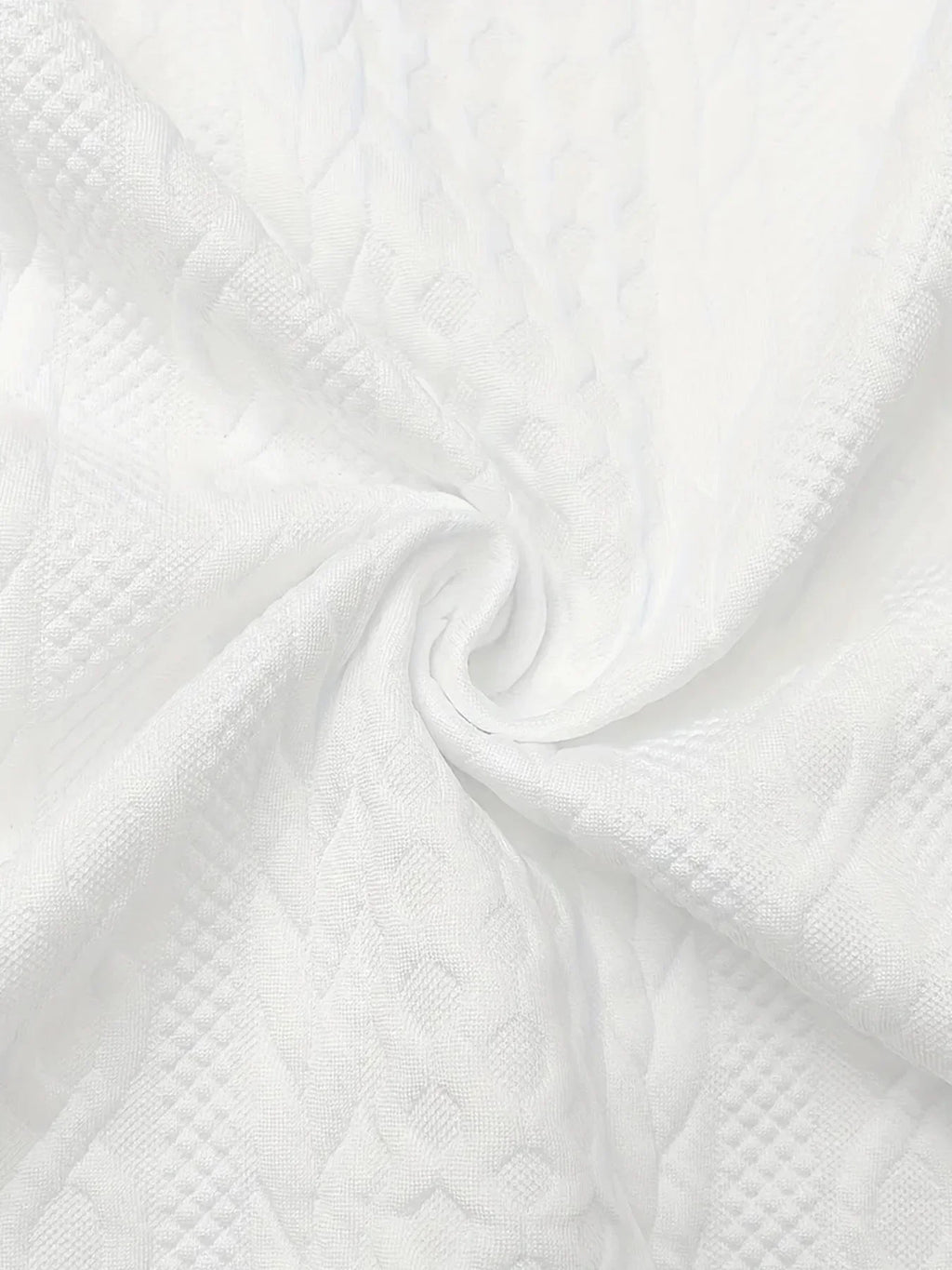 Women's White Cable Knit Bomber Jacket - Textured Zip Front Casual Coat
