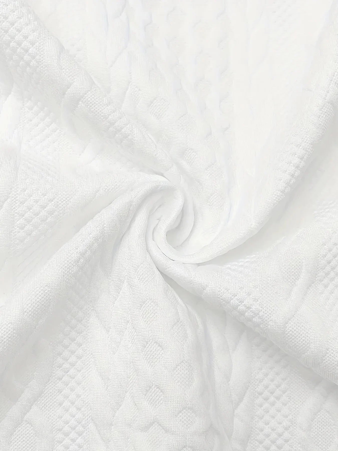 Women's White Cable Knit Bomber Jacket - Textured Zip Front Casual Coat