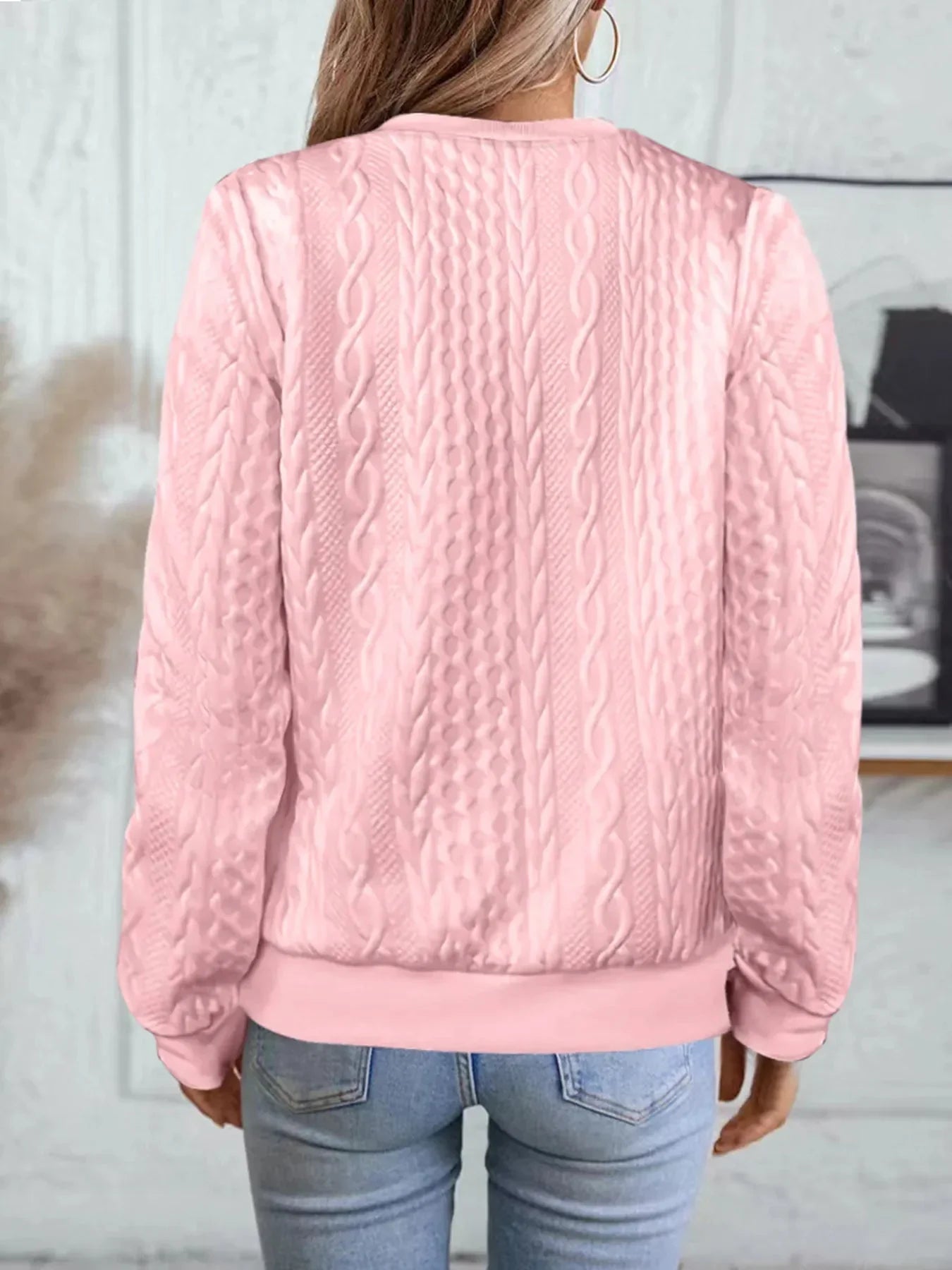 Women's White Cable Knit Bomber Jacket - Textured Zip Front Casual Coat