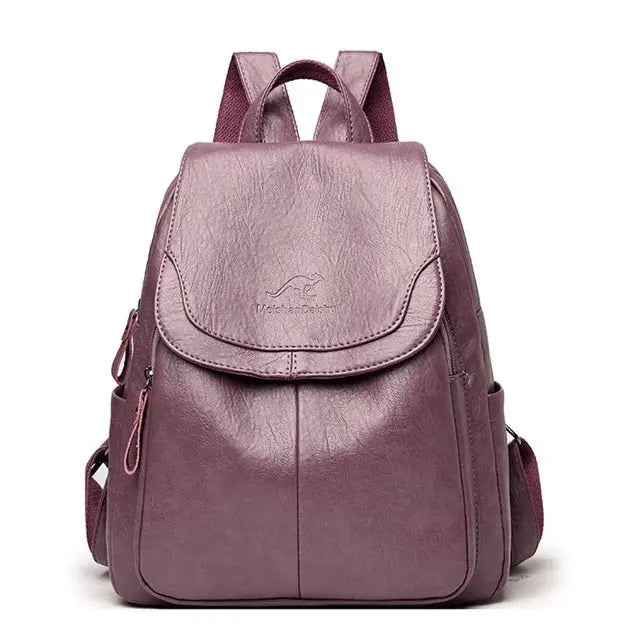 Anti-Theft Leather Backpack – Secure & Stylish Travel Bag