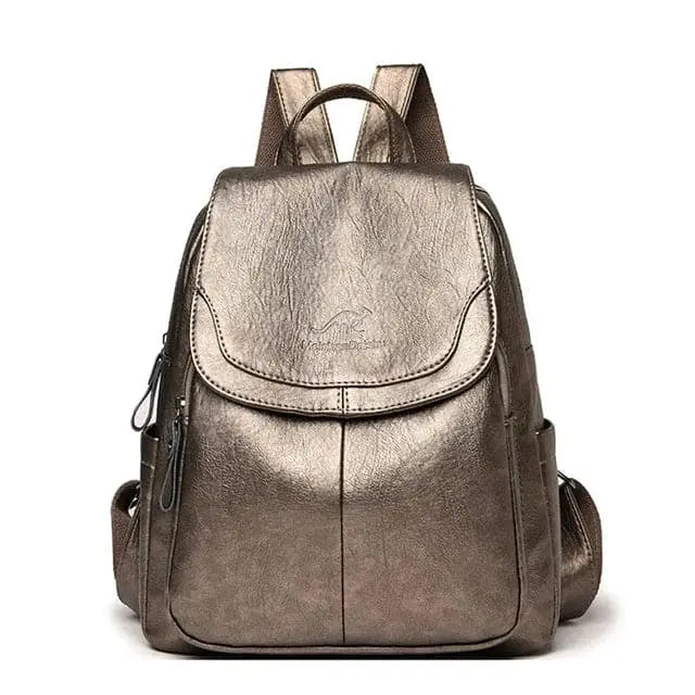 Anti-Theft Leather Backpack – Secure & Stylish Travel Bag