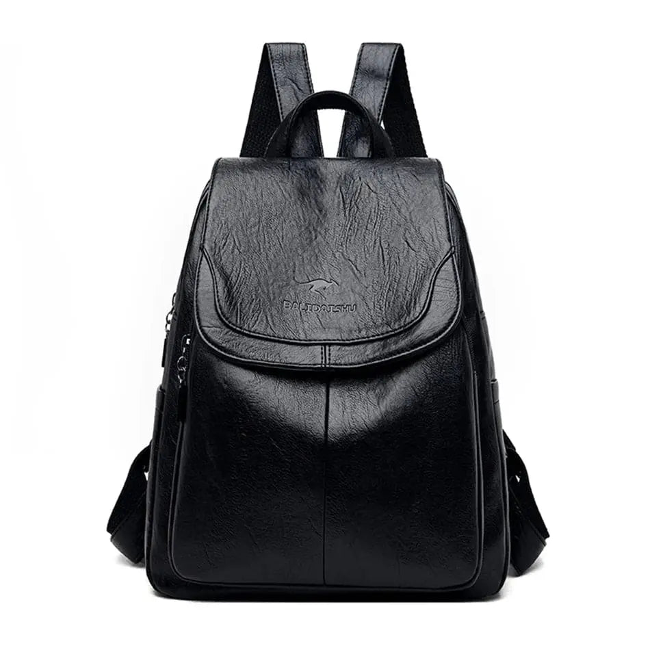 Anti-Theft Leather Backpack – Secure & Stylish Travel Bag