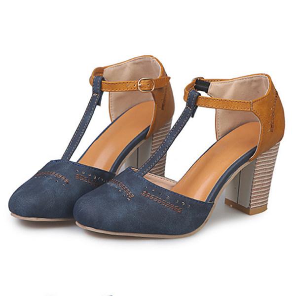 Women’s T-Strap High Heels - Round Toe Casual Dress Shoes