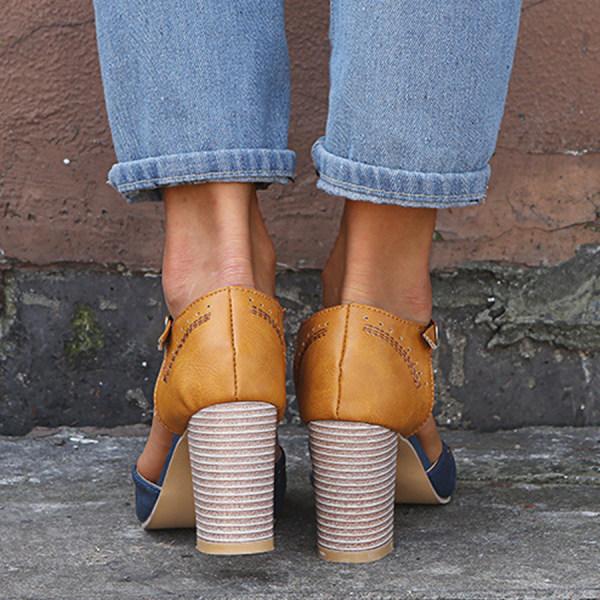 Women’s T-Strap High Heels - Round Toe Casual Dress Shoes