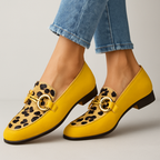 Women's Orthopedic Square Toe Loafers - Metal Buckle Slip On Shoes