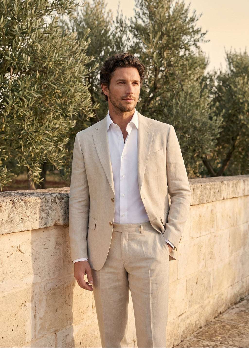 Men's Linen Suit, Single Breasted Wedding Suit – Blazer and Trousers