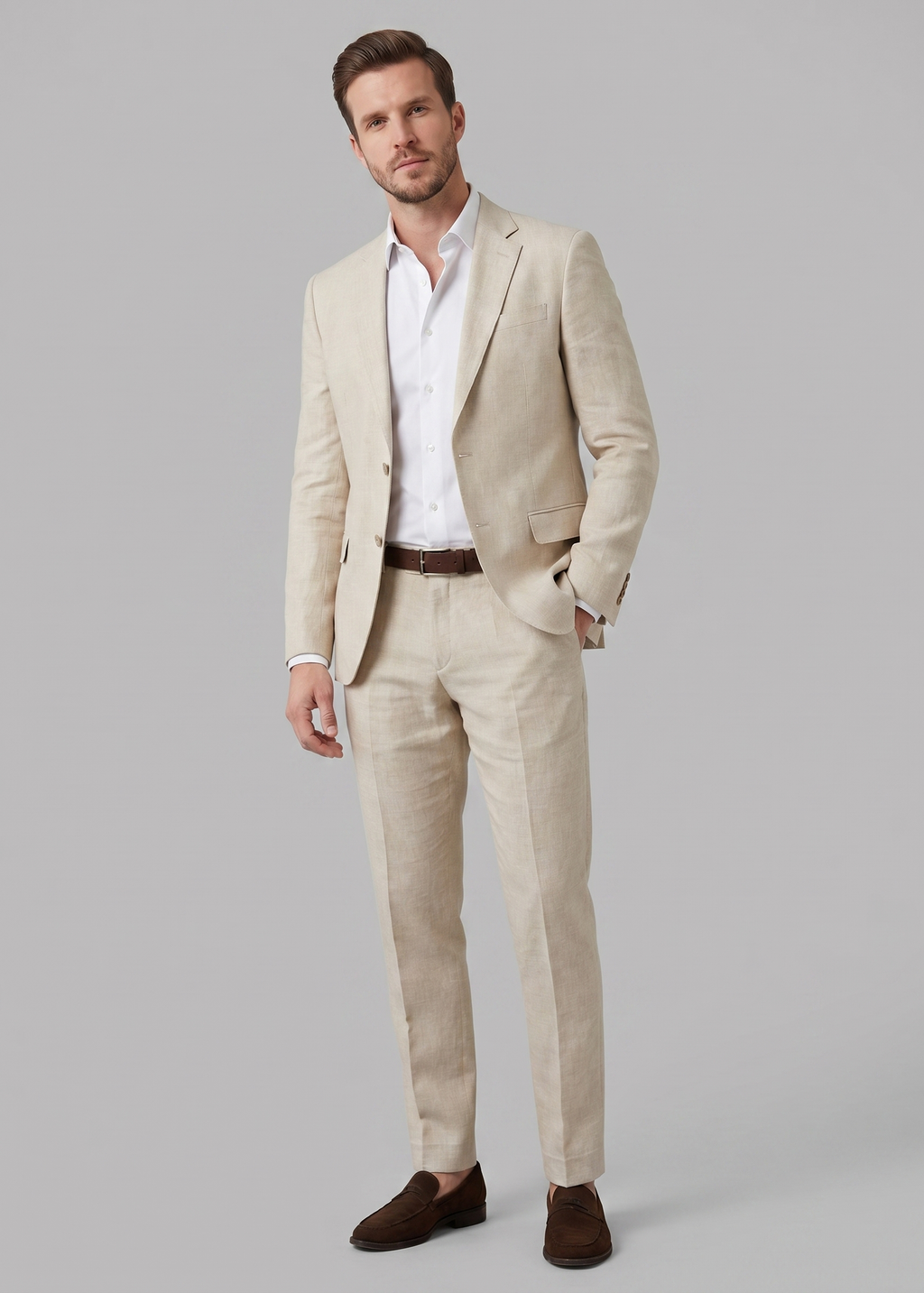 Men's Linen Suit, Single Breasted Wedding Suit – Blazer and Trousers