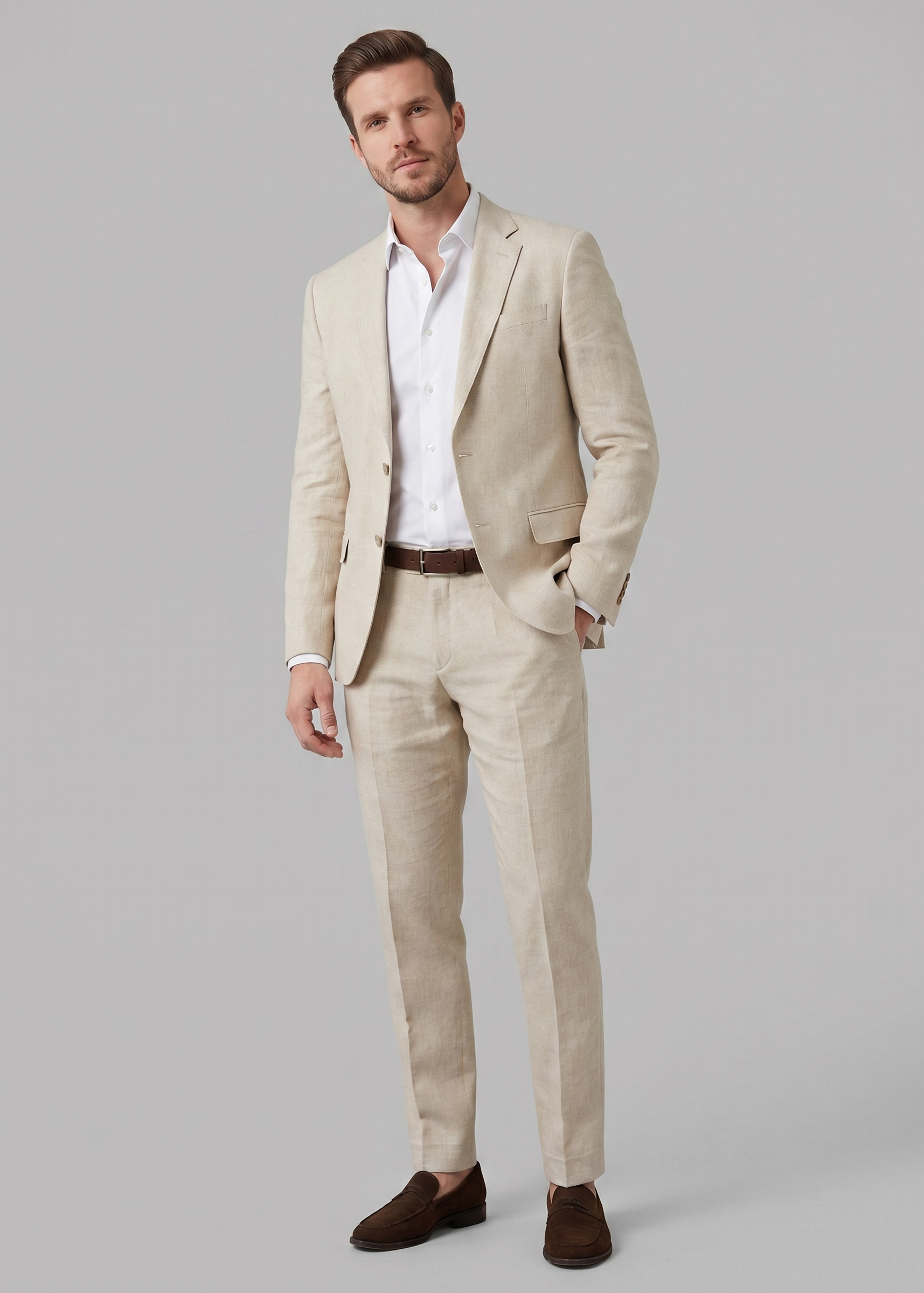 Men's Linen Suit, Single Breasted Wedding Suit – Blazer and Trousers