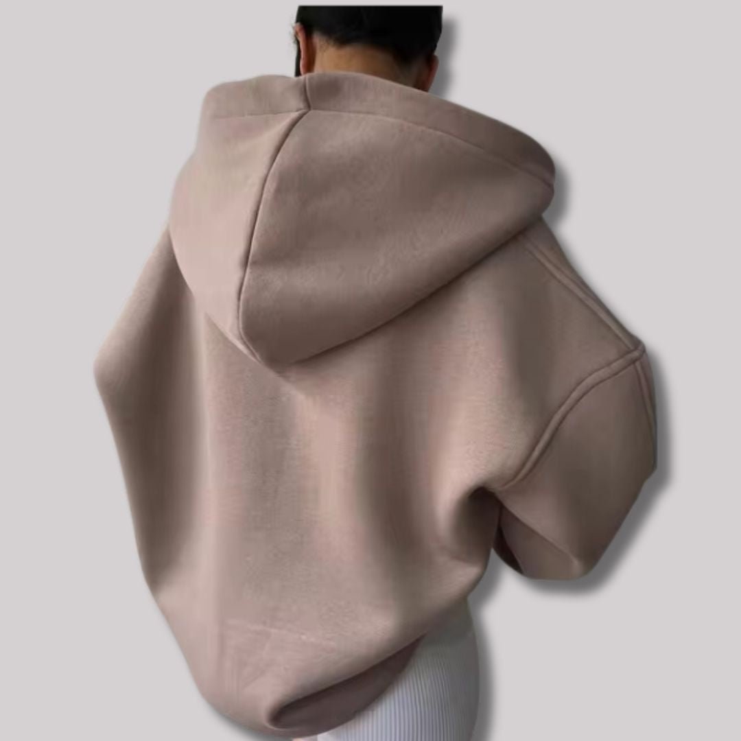 Women's Oversized Hoodie, Half Zip Pullover Hooded Sweatshirt – Stone