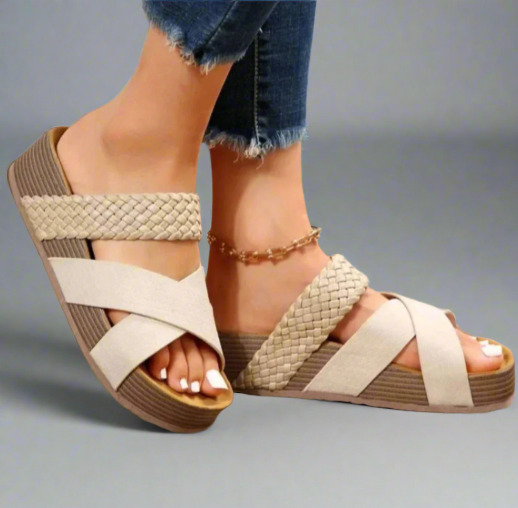 Women's Arch Support Orthopedic Sandals - Slip On Rubber Sole Lightweight Shoes