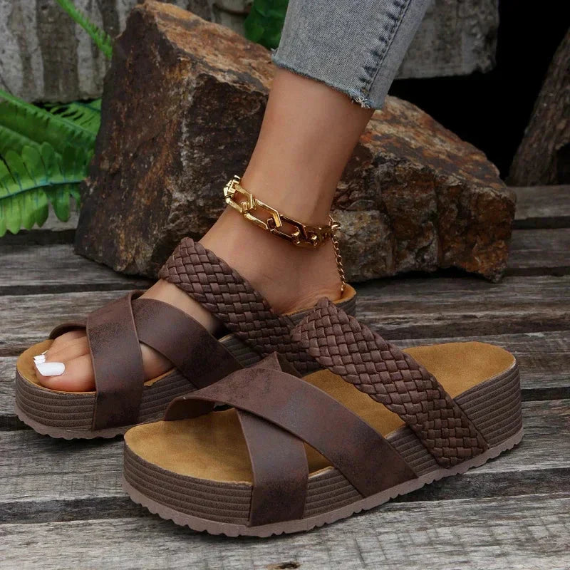 Women's Arch Support Orthopedic Sandals - Slip On Rubber Sole Lightweight Shoes