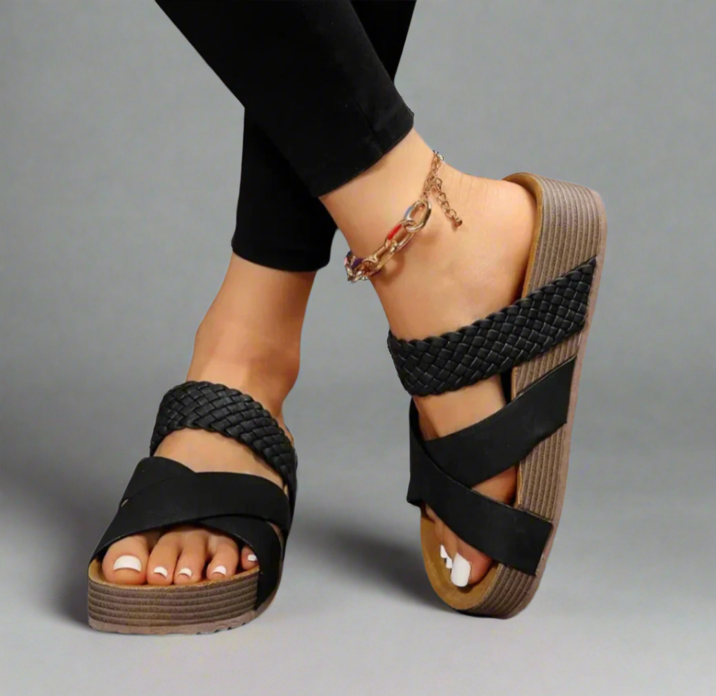 Women's Arch Support Orthopedic Sandals - Slip On Rubber Sole Lightweight Shoes