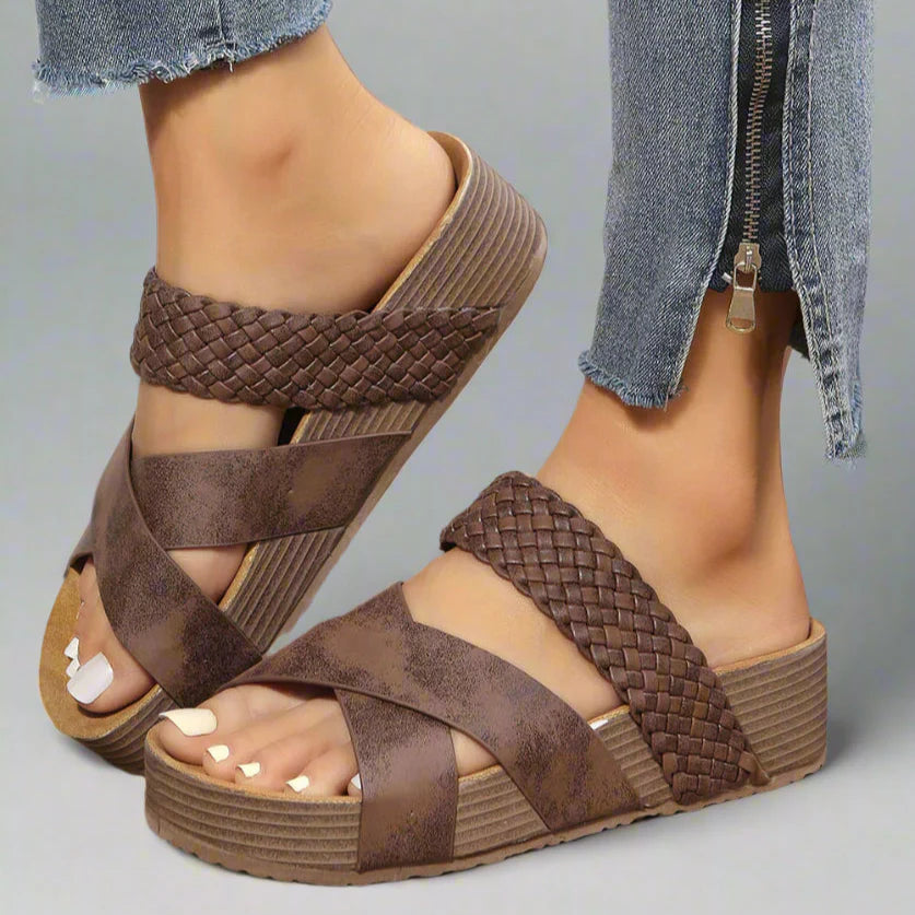 Women's Arch Support Orthopedic Sandals - Slip On Rubber Sole Lightweight Shoes