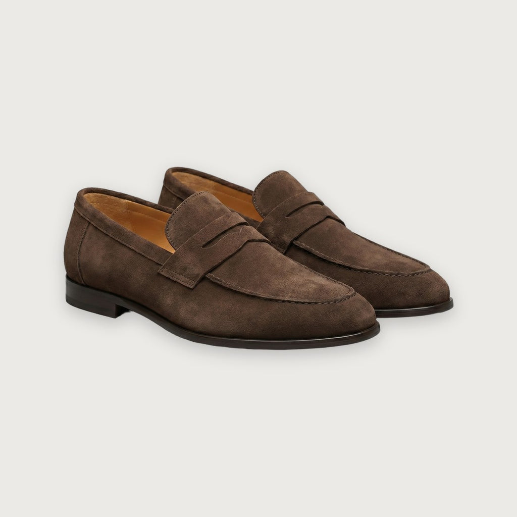 Men's Suede Penny Loafers, Smart Casual Loafers – Leather Sole