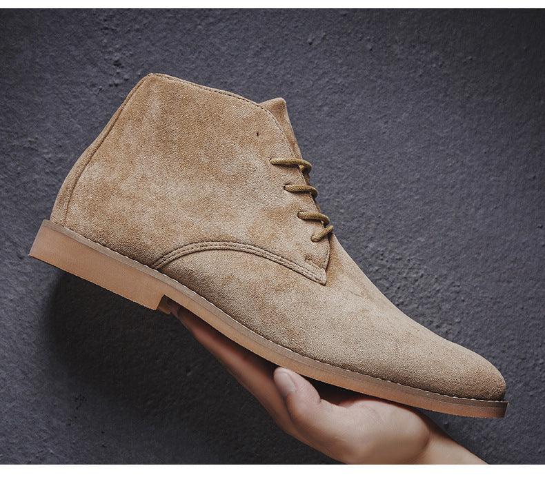 Mens Chukka Boots - Suede Lace-Up Ankle Dress Boots in Khaki