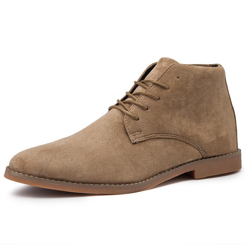 Mens Chukka Boots - Suede Lace-Up Ankle Dress Boots in Khaki