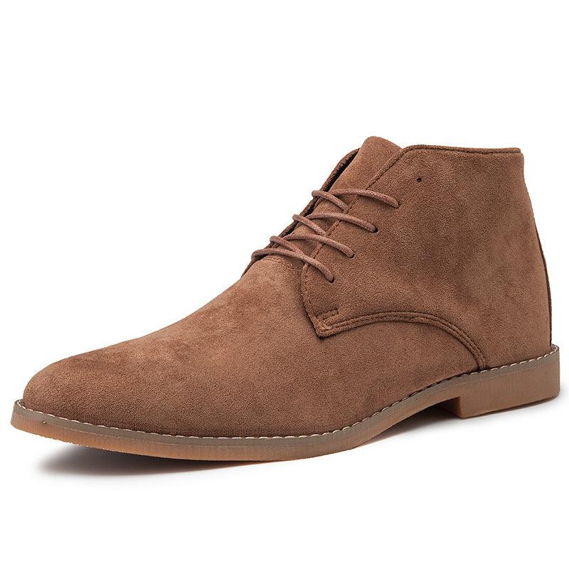 Mens Chukka Boots - Suede Lace-Up Ankle Dress Boots in Khaki