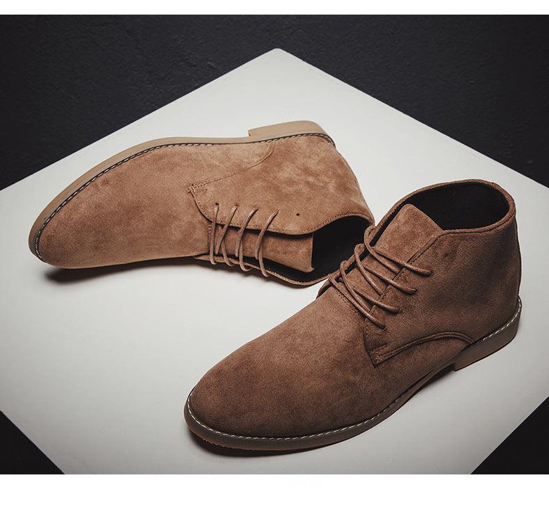 Mens Chukka Boots - Suede Lace-Up Ankle Dress Boots in Khaki
