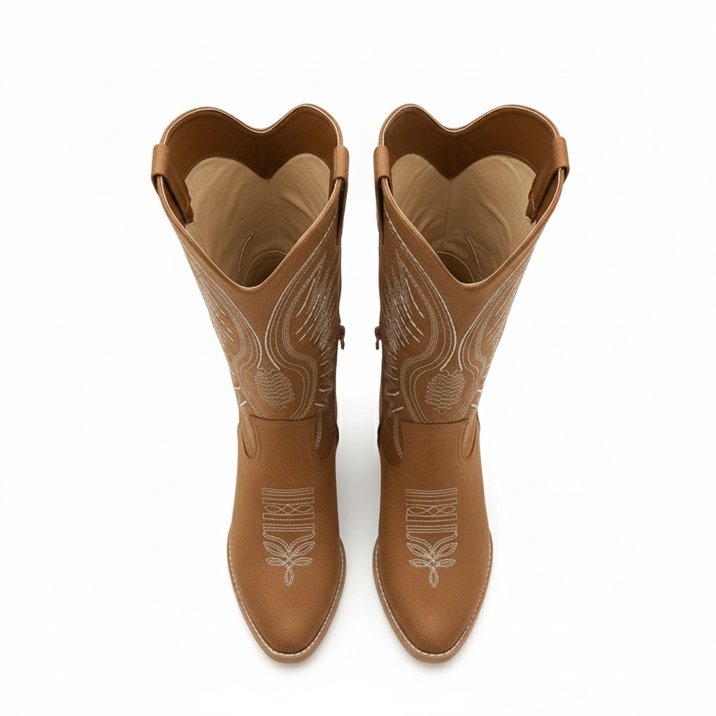 Women’s Cowboy Boots - Suede pattern with Block Heel Cara Ldn