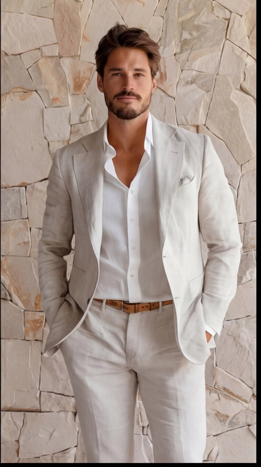 Men's Linen Suit, Slim Fit Blazer and Trousers – Summer Wedding