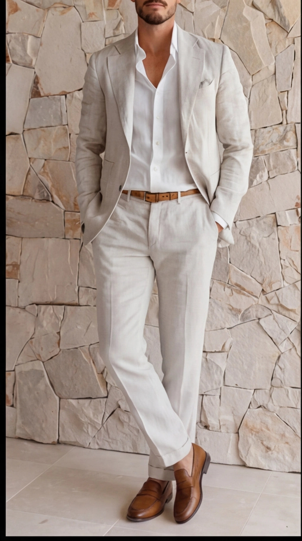 Men's Linen Suit, Slim Fit Blazer and Trousers – Summer Wedding