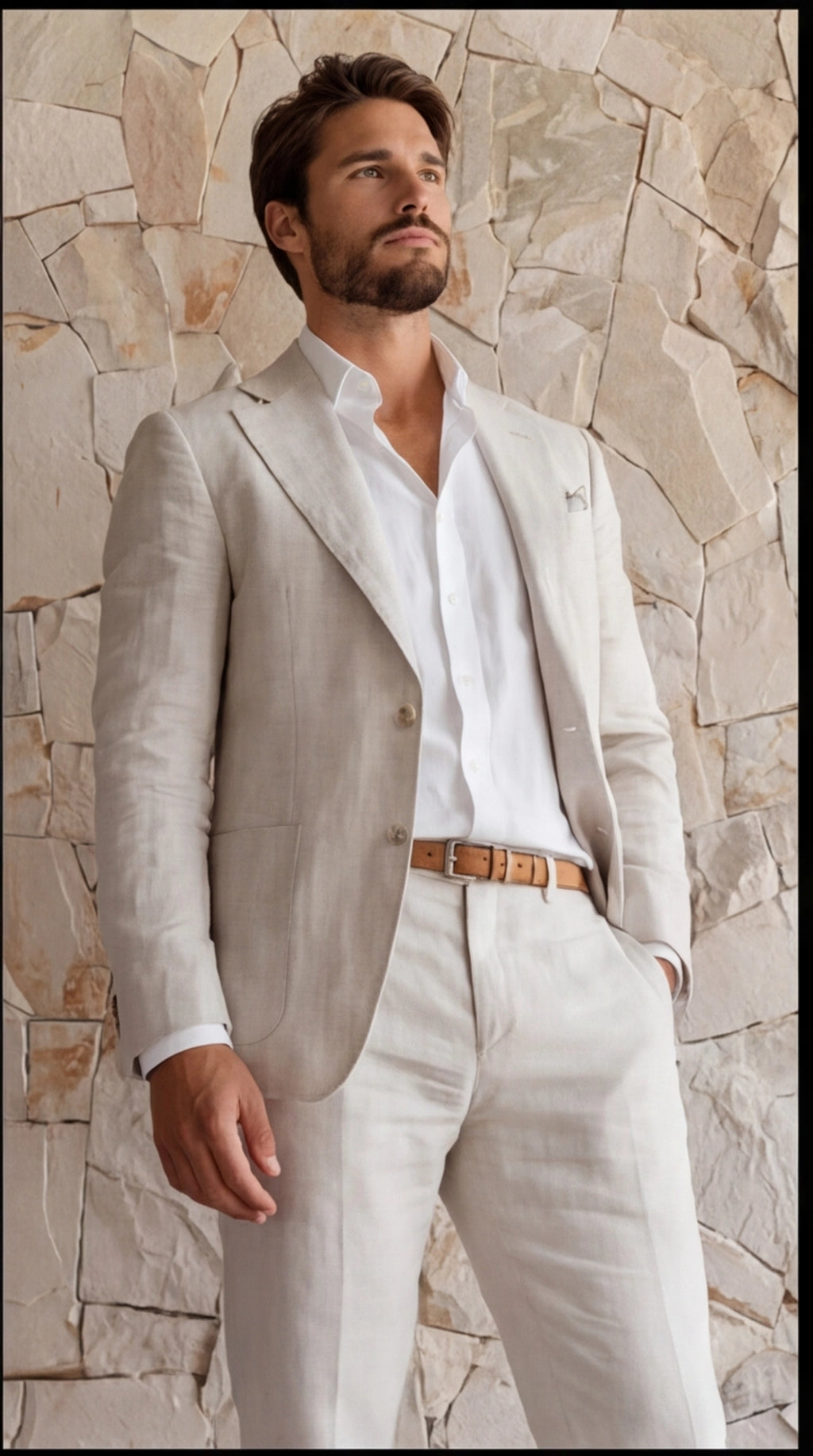 Men's Linen Suit, Slim Fit Blazer and Trousers – Summer Wedding