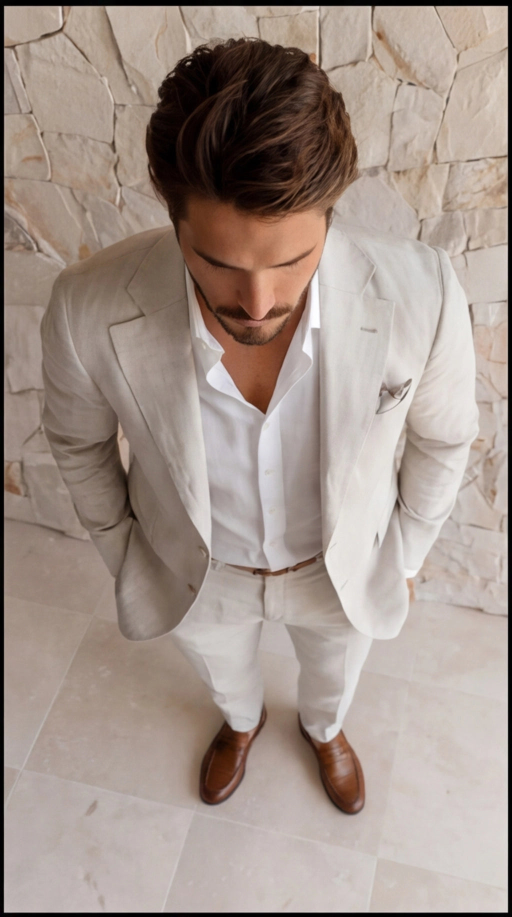 Men's Linen Suit, Slim Fit Blazer and Trousers – Summer Wedding