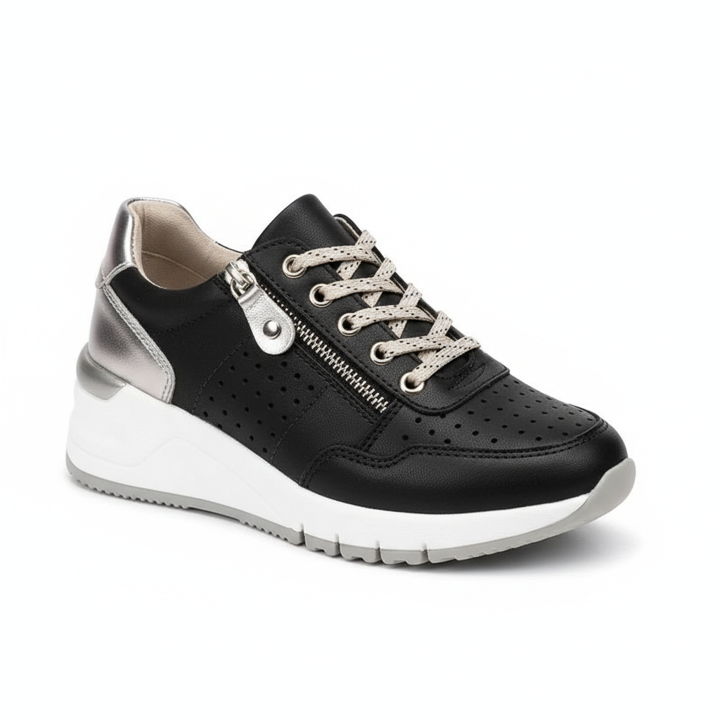 Women's lace up walking shoes with zip Cara Ldn