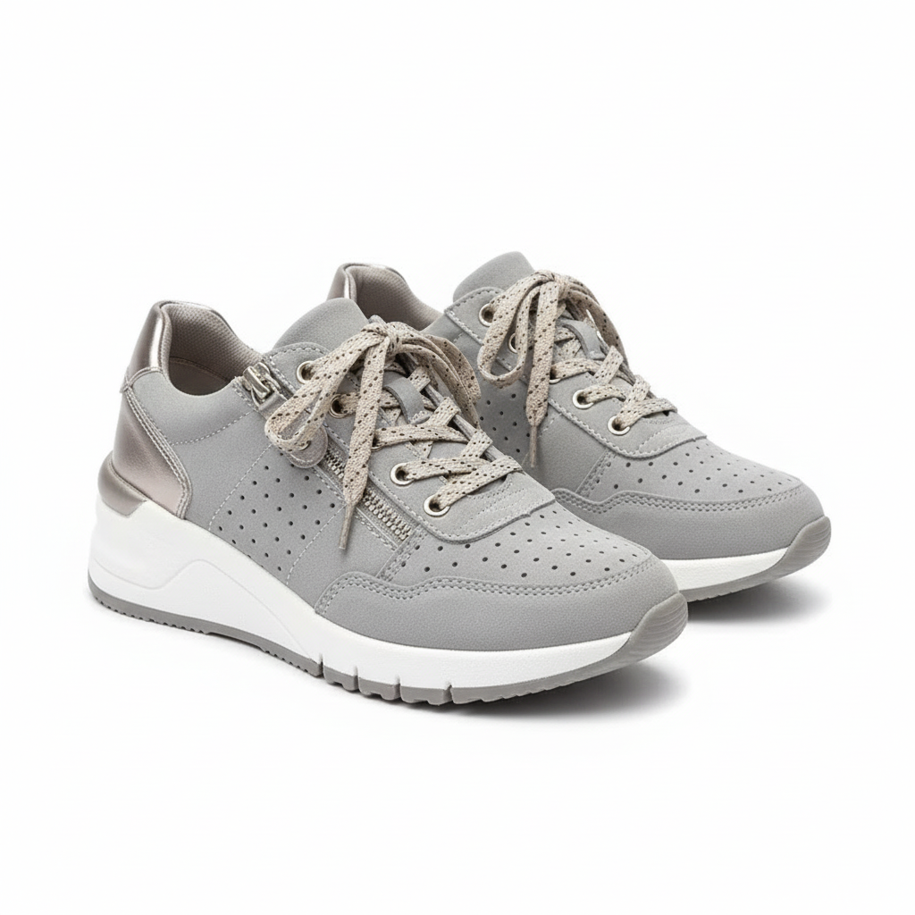 Women's lace up walking shoes with zip Cara Ldn