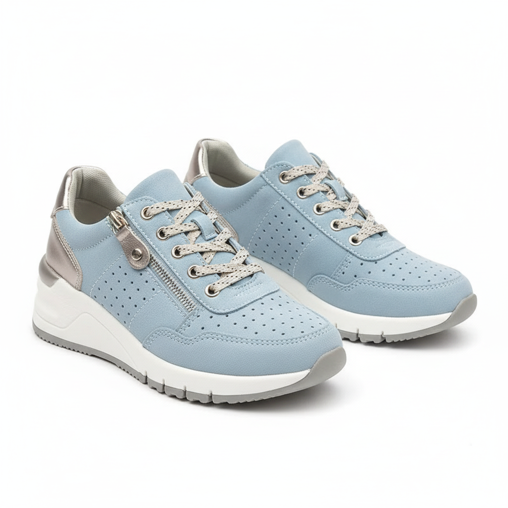 Women's lace up walking shoes with zip Cara Ldn