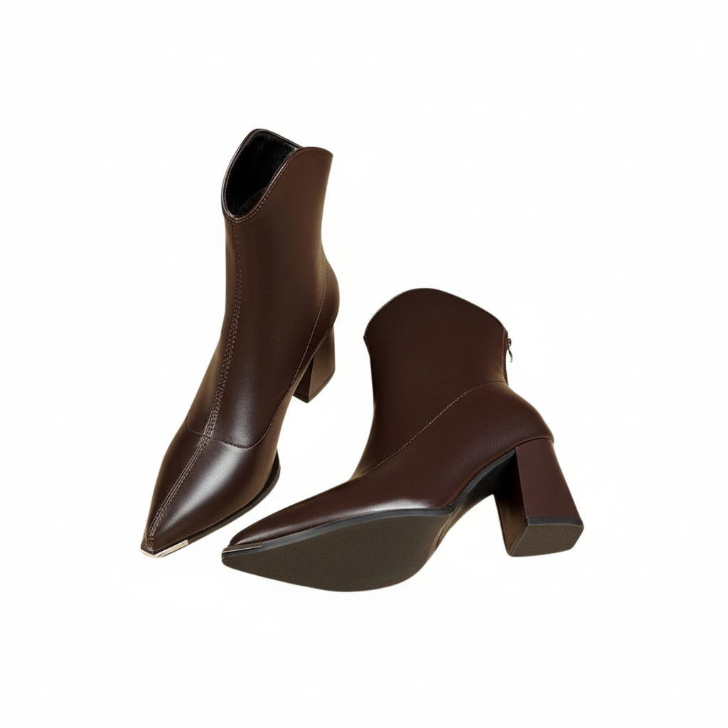 Womens Ankle Boots – leather with block heel Cara Ldn