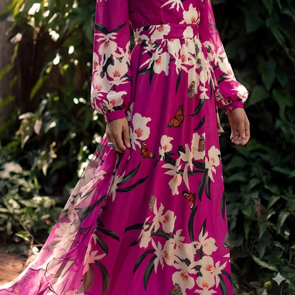 Women's Floral Chiffon Dress – Lightweight Flowy Design