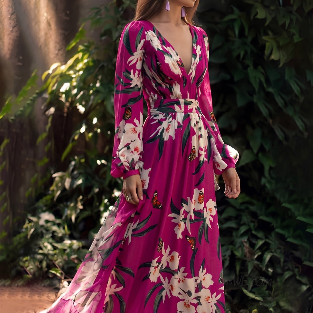 Women's Floral Chiffon Dress – Lightweight Flowy Design