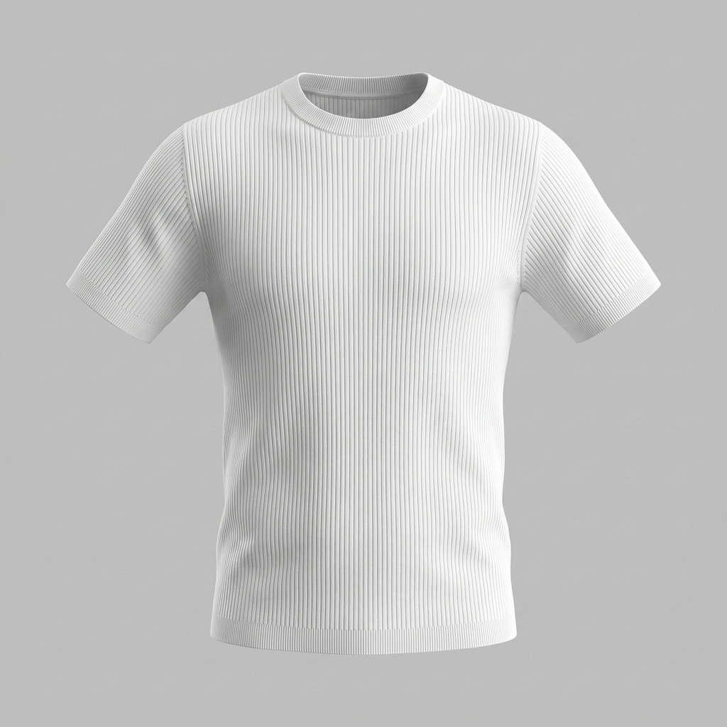 Men's Knitted T-Shirt, Ribbed Short Sleeve Crew Neck Tee – Casual