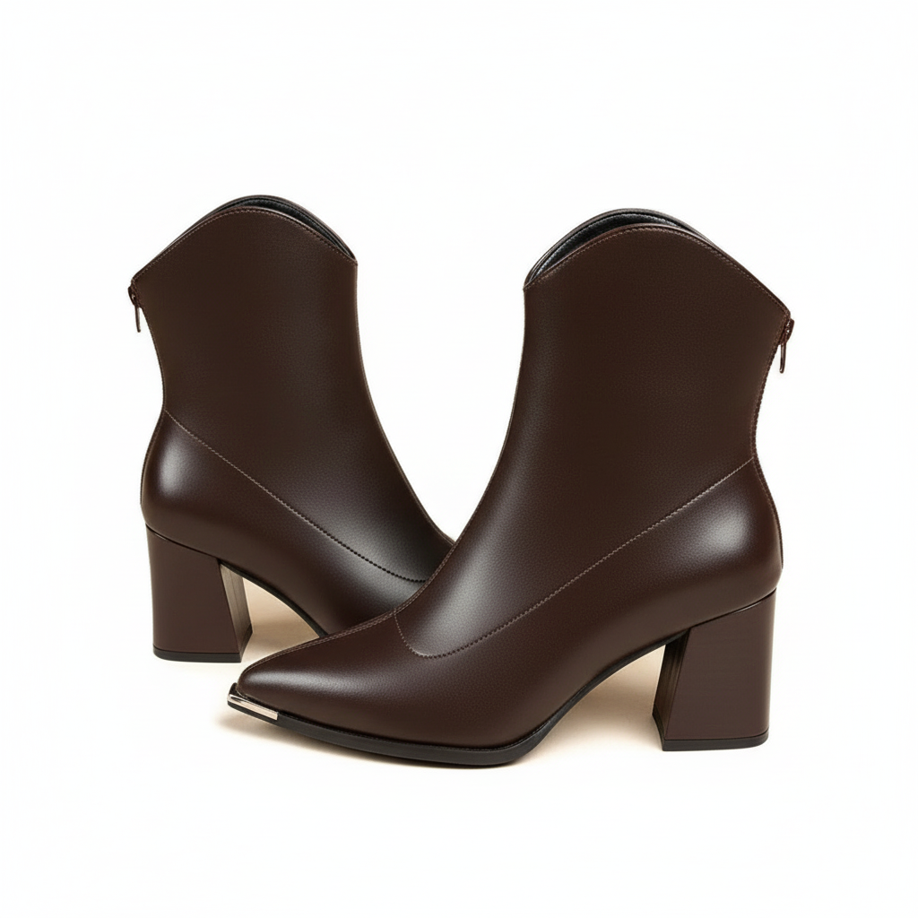 Womens Ankle Boots – leather with block heel Cara Ldn