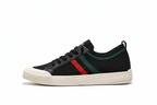 Men's Breathable Knit Lace-Up Trainers – Casual Lightweight Stripe Sneakers