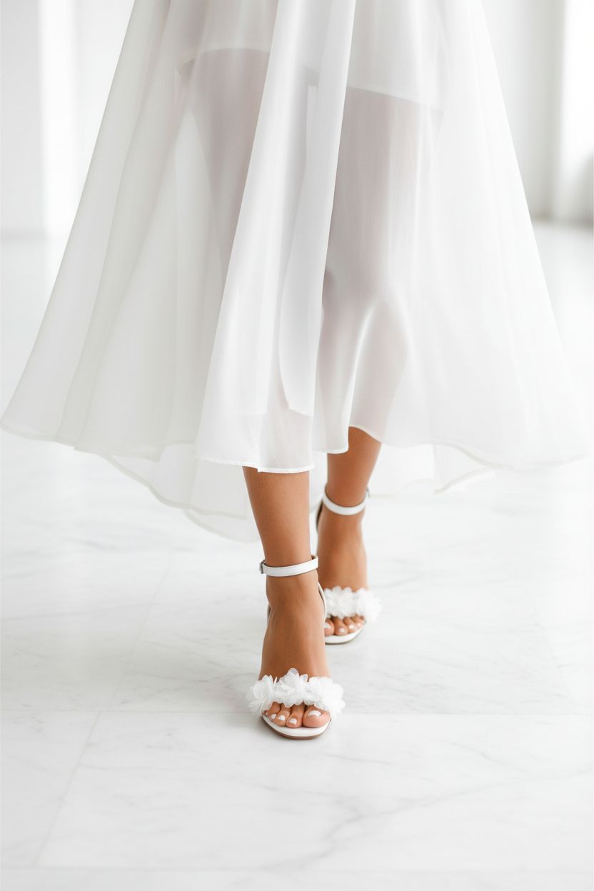 Women’s Floral Strap Heeled Sandals – Elegant Block Heel Ankle Strap Heels