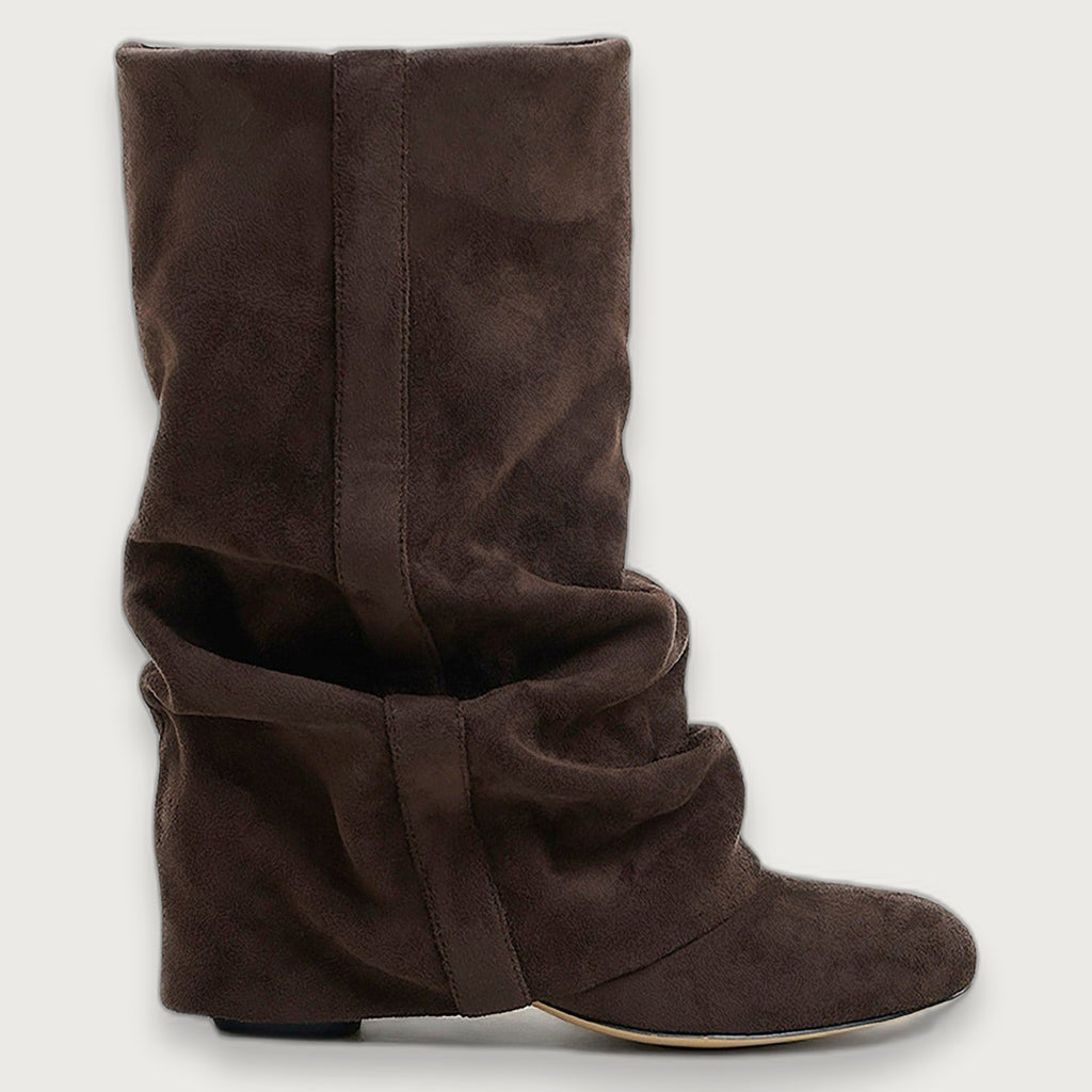Women's Slouchy Knee High Boots with Hidden Heel, Soft-Fold Boots in 4 cm or 8 cm Heel