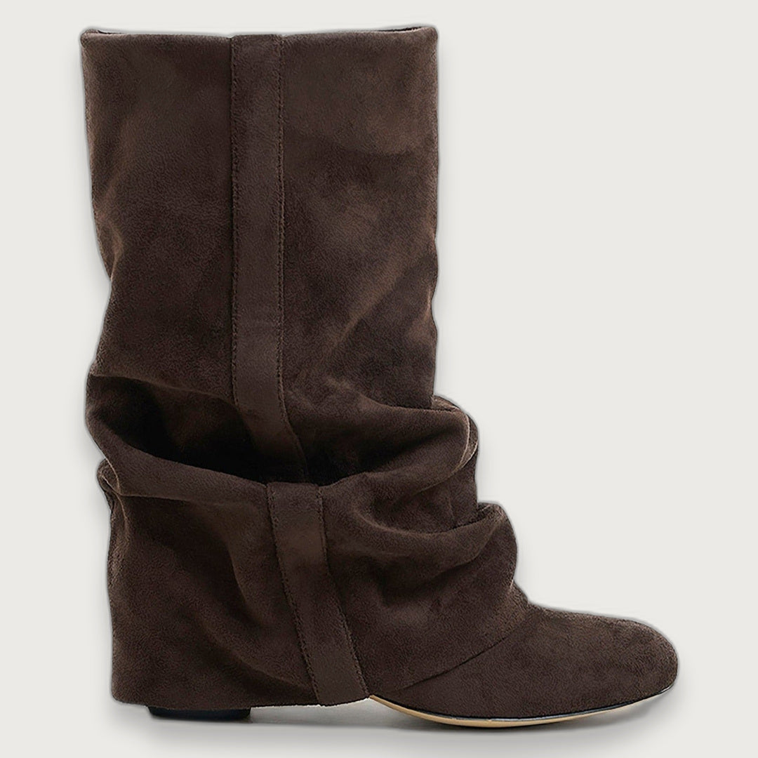 Women's Slouchy Knee High Boots with Hidden Heel, Soft-Fold Boots in 4 cm or 8 cm Heel