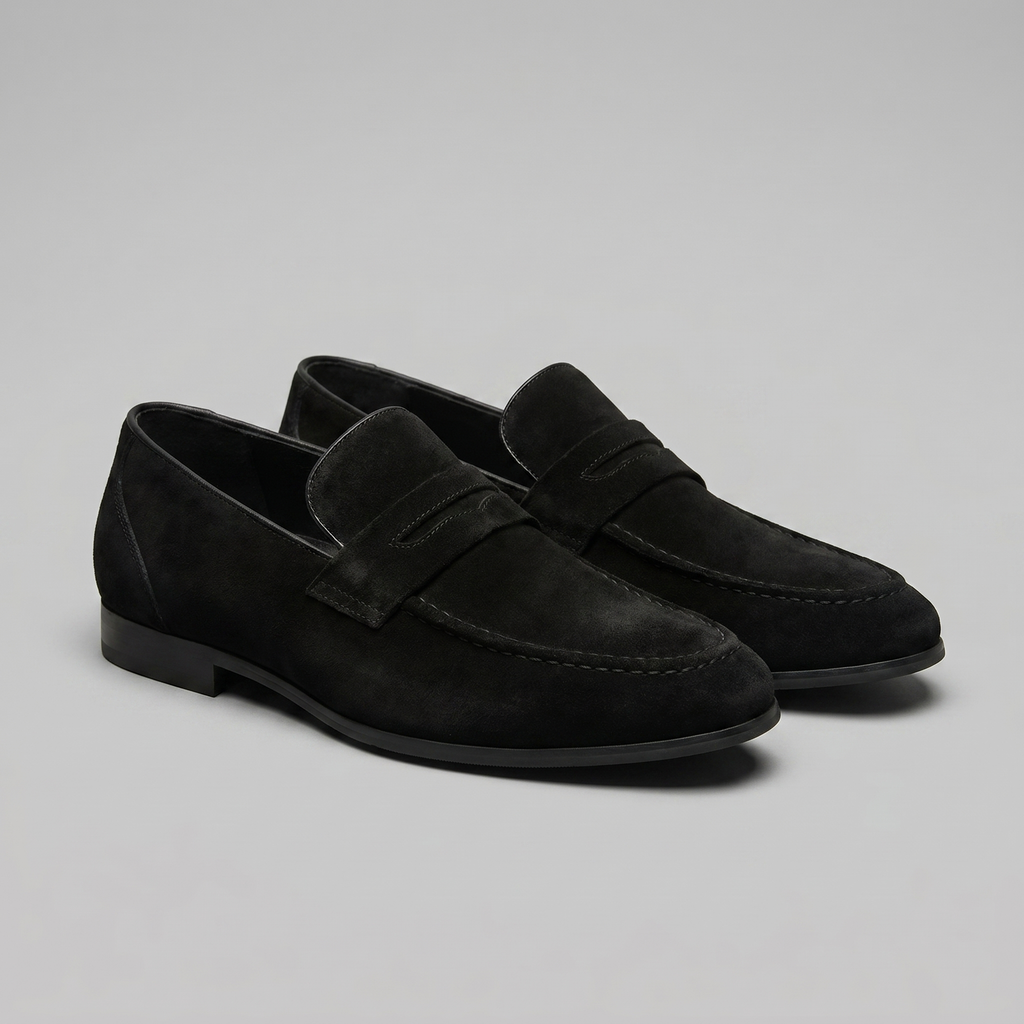 Men's Suede Penny Loafers, Smart Casual Loafers – Leather Sole