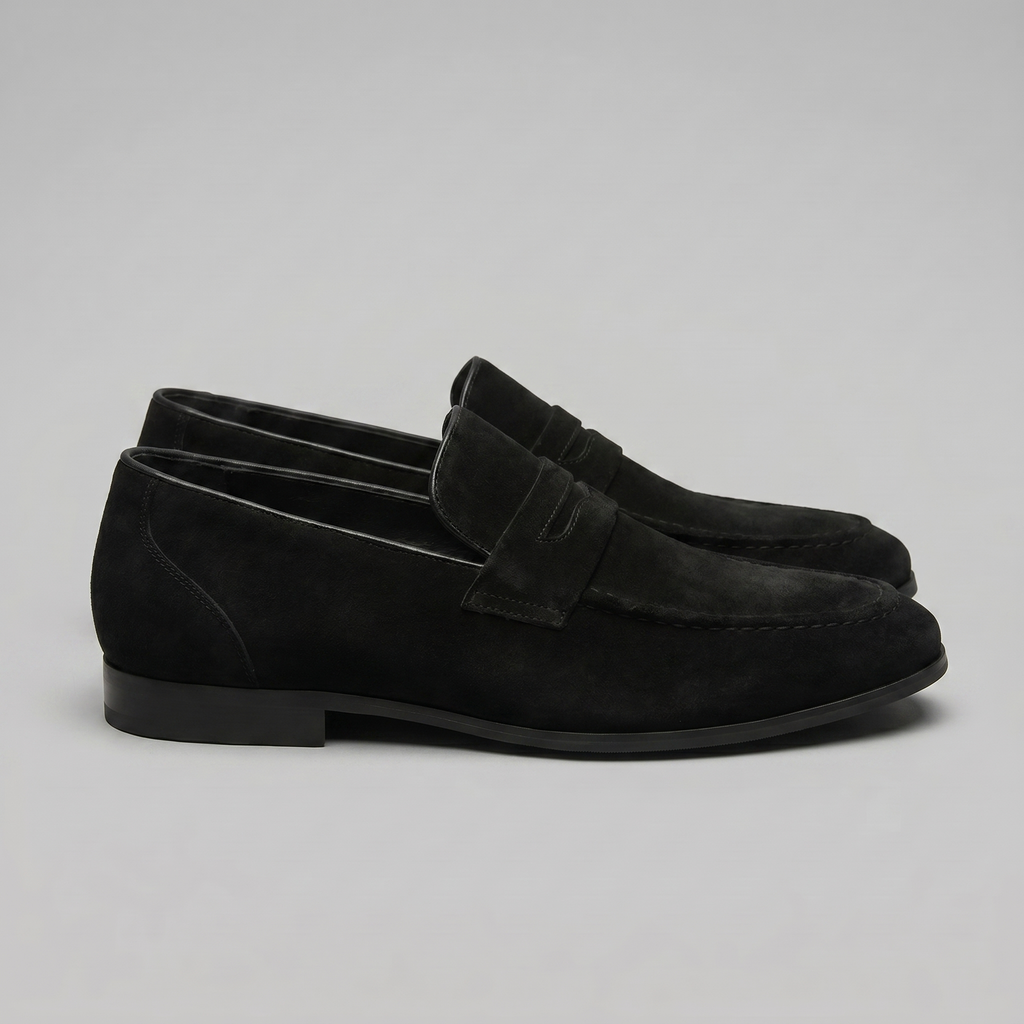 Men's Suede Penny Loafers, Smart Casual Loafers – Leather Sole