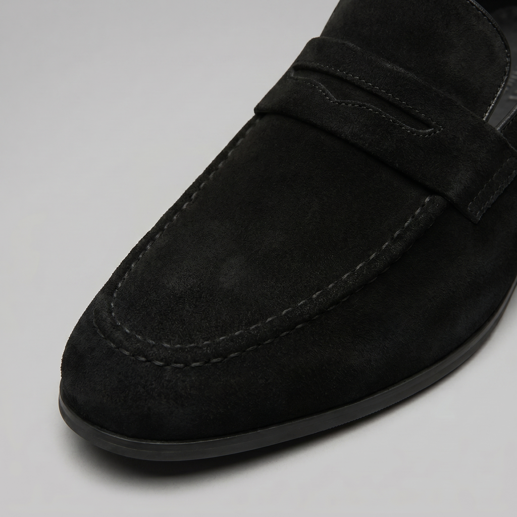 Men's Suede Penny Loafers, Smart Casual Loafers – Leather Sole